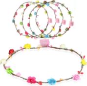 RRP £75 Set of 5 x 4-Pieces LED Flower Headband Rose Crown Luminous 10LED Hair Bands
