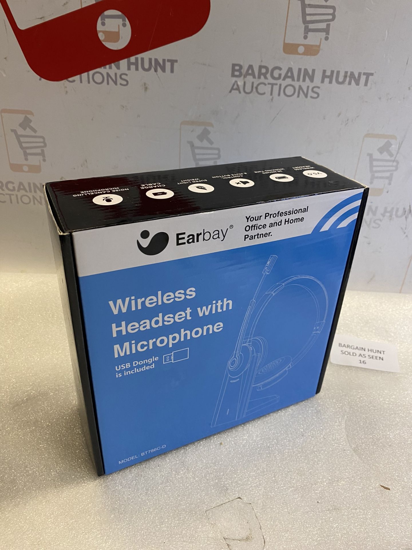 RRP £49.99 Earbay Wireless Headset, Bluetooth Headphones with Microphone & USB Dongle - Image 2 of 2