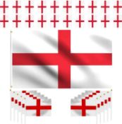RRP £120 Set of 15 x England Bunting/ England Flags 5ftx3ft and 10Pcs Small England Hand Flag