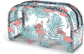 RRP £100 Set of 10 x Large Make up Bag, Large Travel Flamingos Cosmetic Bags Girls Pencil Case
