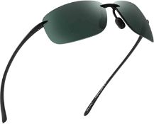 Jim Halo Polarized Sport Sunglasses TR90 Rimless Frame for Running Fishing Cycling Driving Green