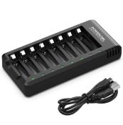 RRP £26 Set of 2 x Powerowl 8 Bay AA AAA Battery Charger USB High Speed Charging