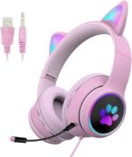 RRP £28.99 DRAGON SLAY LED 3.5mm Wired Cat Ear Headphones Chat Gaming Headset
