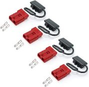 Set of 3 x JZK 4 Packs 50A 600V Red battery quick connect plug with dust cover