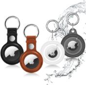RRP £190 Set of 19 x 4-Pack AirTag Keyring Holder, Durable Leather AirTag Keyring, IPX8 Waterproof
