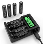 RRP £19.99 Powerowl Rechargeable Battery AA with Charger 8PCS AA Batteries with Smart Charger