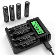RRP £19.99 Powerowl Rechargeable Battery AA with Charger 8PCS AA Batteries with Smart Charger