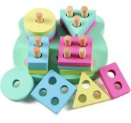 RRP £24 Set of 3 x Lewo Educational Toys Wooden Stacking Toy Shape Sorter Kids toddler Toy