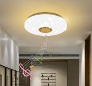 RRP £29.99 Elinkume Ceiling Light with Bluetooth Speaker 30W 28cm Colour Changing Ceiling Lamp