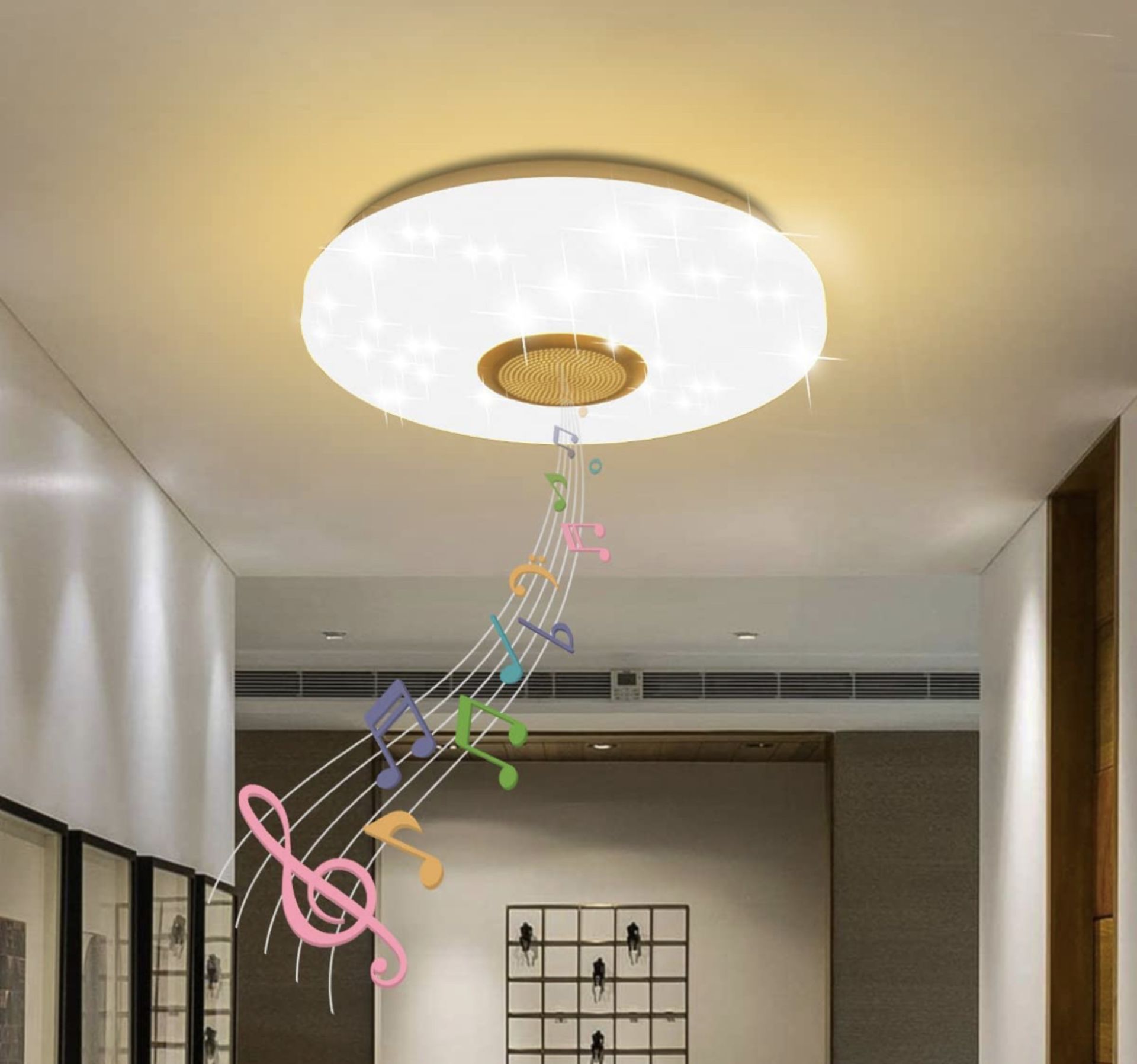 RRP £29.99 Elinkume Ceiling Light with Bluetooth Speaker 30W 28cm Colour Changing Ceiling Lamp