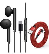 RRP £56 Set of 8 x USB C Headphones Wired In Ear Typc C USB Headphones with Mic and Volume Control