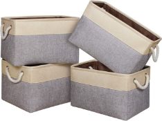 RRP £28.99 Univivi Large Storage Baskets Set of 4, Storage Baskets for Shelves with Cotton Rope