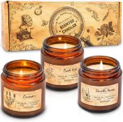 Scented Candles Gift Set, Soy Wax Candles in Glass Jars of Vanilla Honey, Fresh Rose, and
