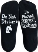 RRP £40 Set of 5 x Poshzone Do Not Disturb I Am Playing Animal Crossing Socks,Gift for Dad for