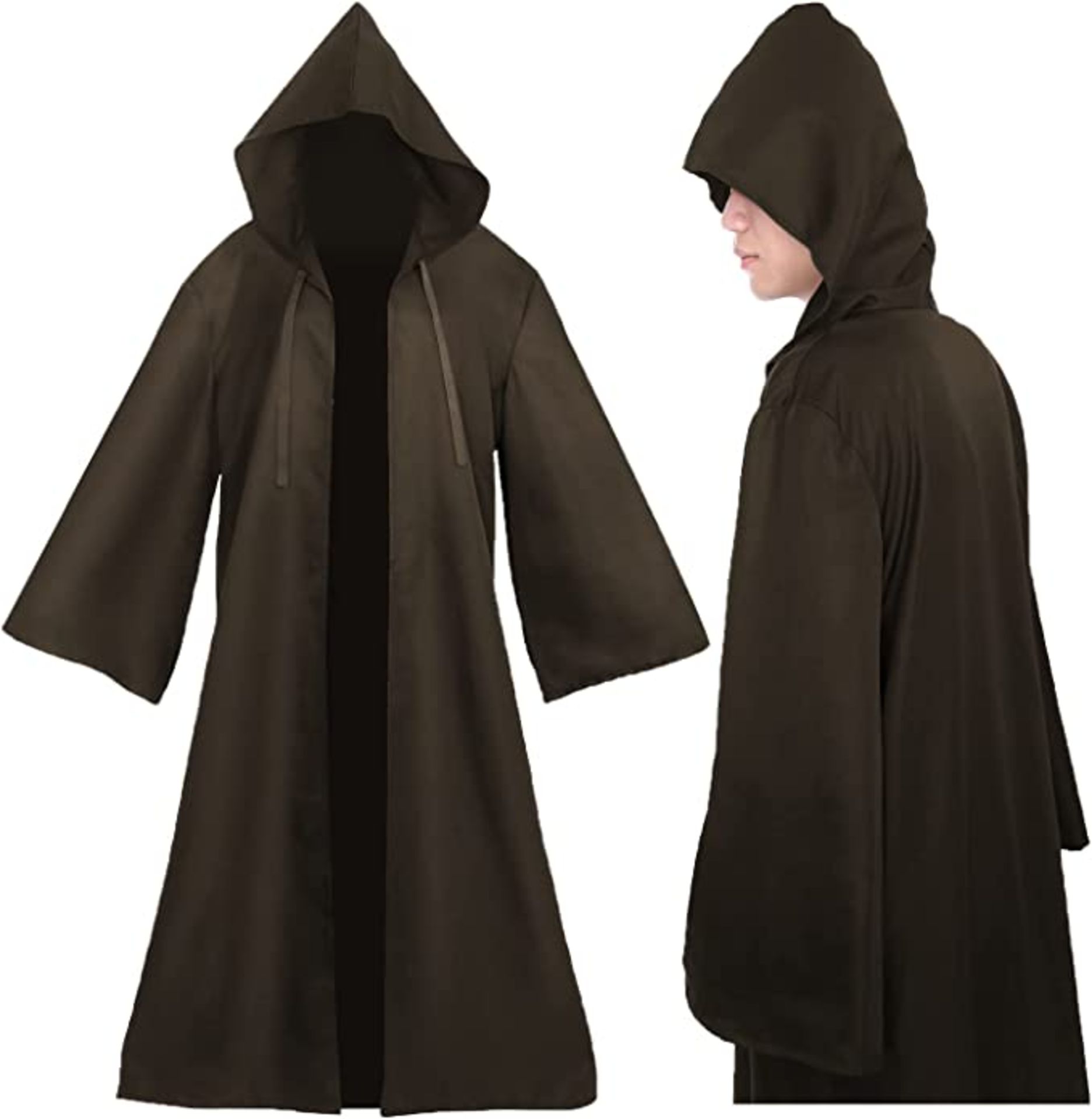 RRP £30 Set of 3 x Formemory Men Black Hooded Cloak for Adult Jedi Robe Hooded Cloak, S