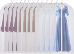 RRP £28.99 Univivi Hanging Garment Bags, 60 inch Suit Bags for Storage (Set of 12), PEVA Moth-