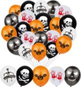 Set of 6 x PAPU Pack of 100 Halloween Balloons, Spooky Balloons Decoration Set