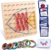 Set of 3 x Lewo Wooden Geoboard Montessori Toys Math Manipulatives STEM Toys Educational Toys with