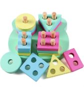 RRP £24 Set of 3 x Lewo Educational Toys Wooden Stacking Toy Shape Sorter Kids toddler Toy