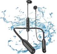 SOPPY Neckband Earphones Bluetooth 5.3 Wireless In-Ear Headphones with Mic, IPX6 Sport Earbuds