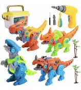 HoyMie Take Apart Dinosaur Toys for Kids - STEM Educational DIY Plastic Dinosaurs Set with Box &