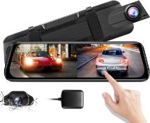 RRP £119.99 AZDOME 2.5K Mirror Dash Cam, Built-in GPS 10" Split-Screen Display Rear View Mirror