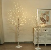 RRP £62.99 Eambrite White Twig Trees Set of 6ft and 5ft Birch Trees with Warm White LEDs