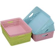RRP £22.99 Eudokky Storage Baskets set of 6 Coloured Shallow Plastic Baskets