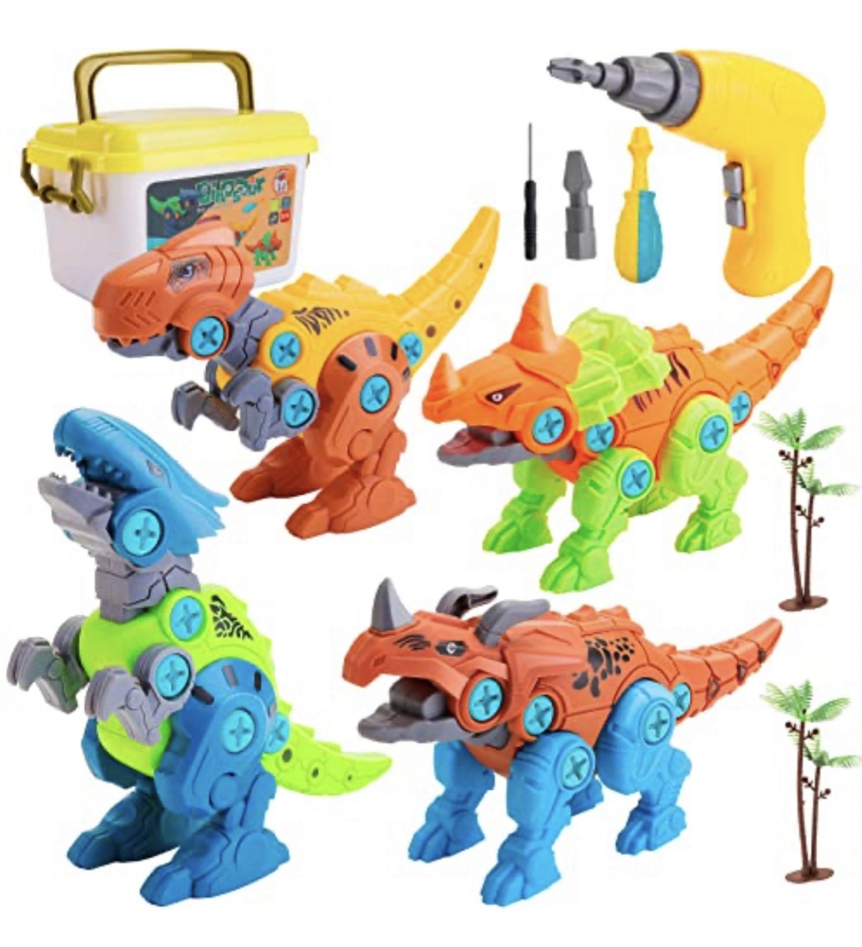 HoyMie Take Apart Dinosaur Toys for Kids - STEM Educational DIY Plastic Dinosaurs Set with Box &