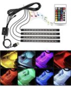 RRP £75 Set of 5 x Interior Car LED Light Strip Music Sound Activated with Remote Control RGB