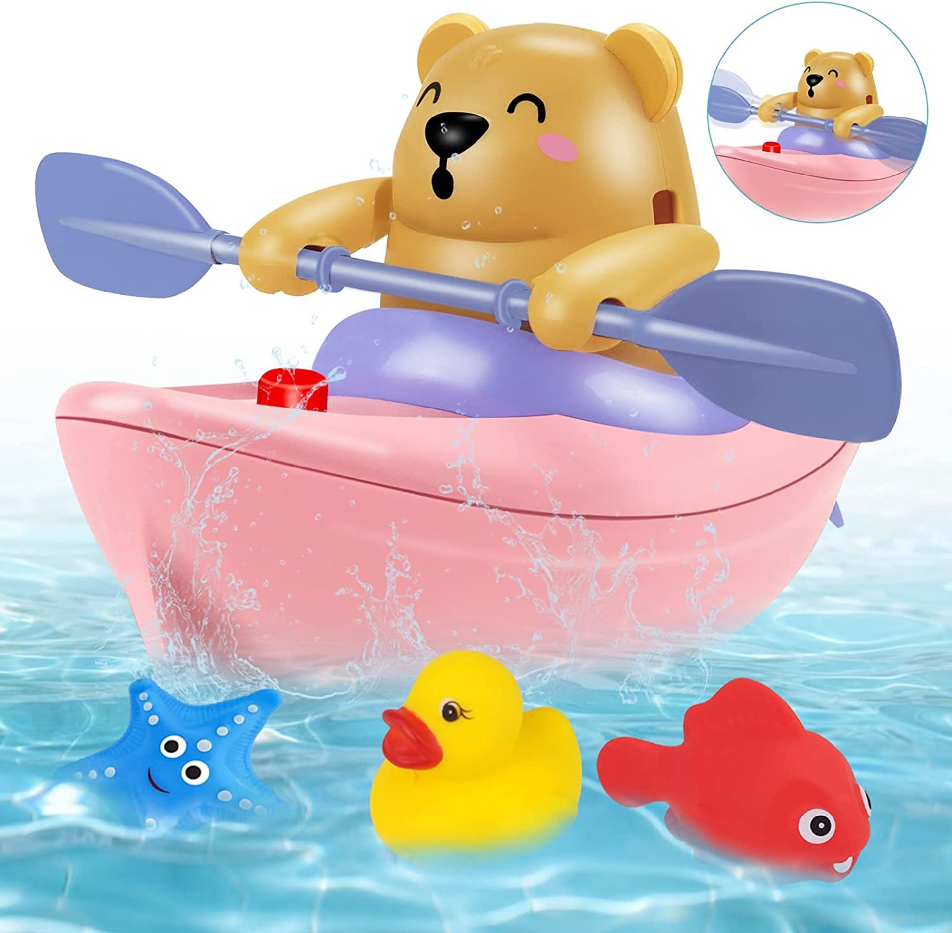 RRP £120 Set of 12 x Tcvents Baby Bath Toys Electric Automatic Paddle Boat Bear Bath Toys