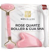 RRP £39.99 Rose Quartz Face Roller Derma Roller Gua Sha Massage Tool 3-In-1 Facial Set Massager