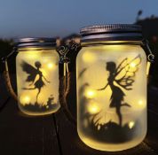 RRP £26.99 Mostof Set of 2 Fairy Solar Lantern Outdoor Garden Waterproof Solar Mason Jar Lights