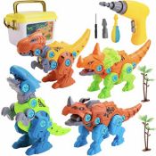 HoyMie Take Apart Dinosaur Toys for Kids - STEM Educational DIY Plastic Dinosaurs Set with Box &