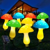 Ansteker Solar Lights Outdoor Garden, Set of 8 Mushroom Lights Garden Decor, Waterproof