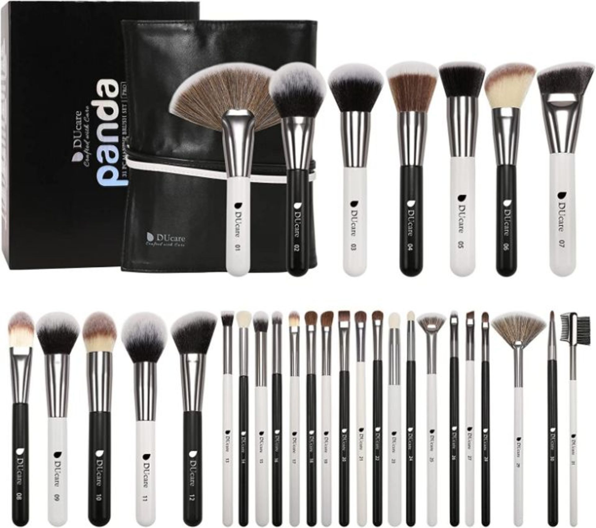 RRP £64.99 DUcare Professional Makeup Brush Set, 31Pcs Panda Kabuki Cute Makeup Brushes Kit