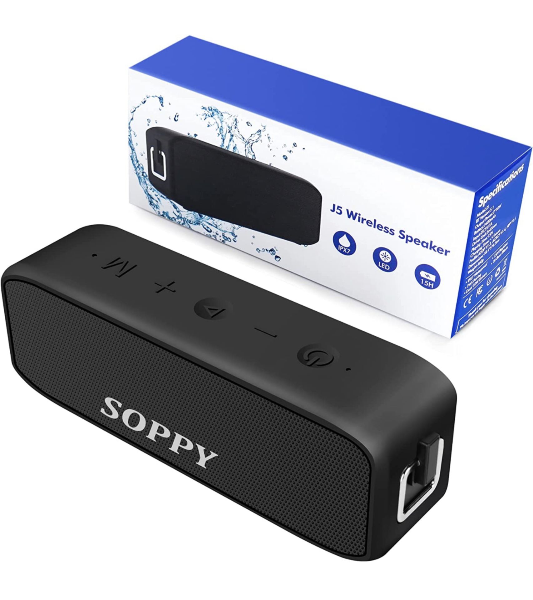 RRP £25.99 Soppy Portable Bluetooth Speaker IPX7 Waterproof Wireless Loud Speaker