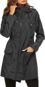 Maxwinee Womens Waterproof Jacket Hooded Lightweight Raincoat with Outdoor Windbreaker Zipped Trench