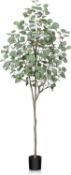 RRP £65.99 SOGUYI 180cm Artificial Eucalyptus Tree, Fake Eucalyptus Tree with Green Silver Dollar