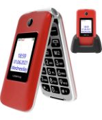 RRP £43.99 Ushining Senior Flip Mobile Phone Dual Sim Big Button with FM Radio and Charging Cradle