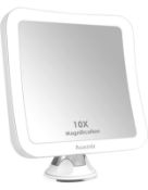 Auxmir Magnifying Mirror 10X Makeup Mirror with LED Light Battery Operated Suction Base Swivel