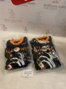 RRP £18 Set of 2 x Kids Skeleton Pyjamas Glow in the Dark 100% Cotton Sleepwear Spooky Pjs, 3-4 Y