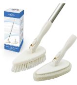 RRP £21.99 Qaestfy Shower Cleaning Brush and Scrubber Scourer Combo with 51" Detachable Long Handle