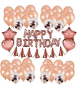 RRP £18 Set of 2 x Karids Rose Gold Happy Birthday Balloons Party Decoration Kit