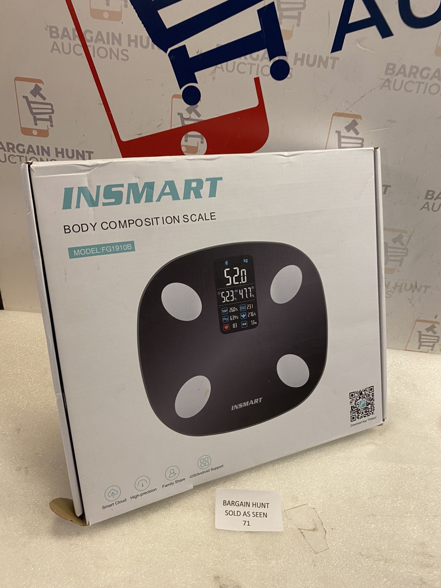 RRP £26.99 INSMART Body Weight Scale Smart Bluetooth Digital Scale, Heart Rate & Body Balance - Image 2 of 2