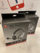 RRP £18 Set of 2 x VCOM Computer Headset with Microphone, Wired Stereo Headphones with Separate