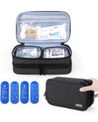 RRP £27.99 Yarwo Insulin Cooler Travel Case Double-Layer Diabetic Travel Bag with 4 Ice Packs