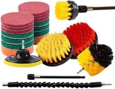 Monland 21 Piece Attachments Set Scrub Pads Sponge Scrubber Brush with Rotate Extend Long Attachment