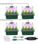 RRP £22.99 Seed Trays with Grow Light 4-Pack Propagator with Timing Controller Adjustable