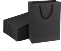 RRP £56 Set of 4 x 15-Pieces Cevvako Black Gift Bags, Medium Black Paper Gift Bags with Handle